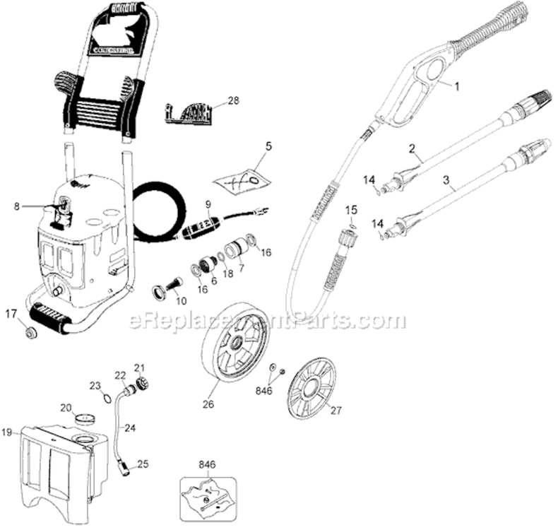 Page A Diagram and Parts List for PW1750 Type 1 Black and Decker Pressure Washer